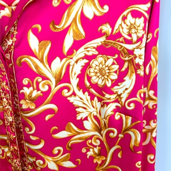 Fuschia Pink and Gold Tunic Blouse - Picture 2 of 6